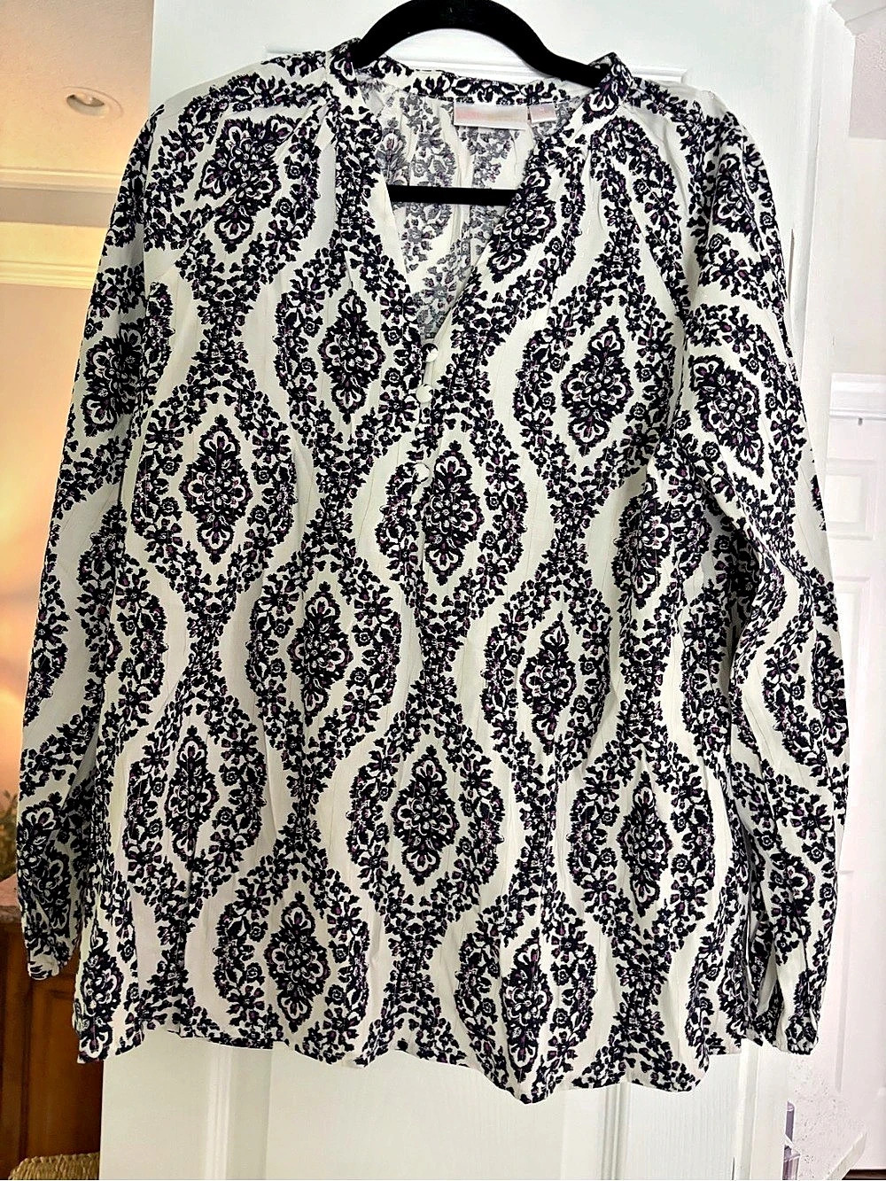 Belle by Kim Gravel Paisley Blazer White & Purple Medium